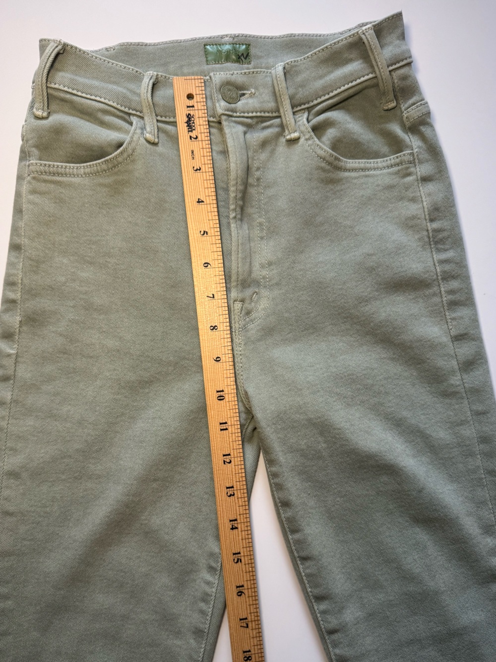 Mother Denim The Hustler Ankle Fray Jean in Iceberg Green Women’s size 25 - Picture 12 of 16